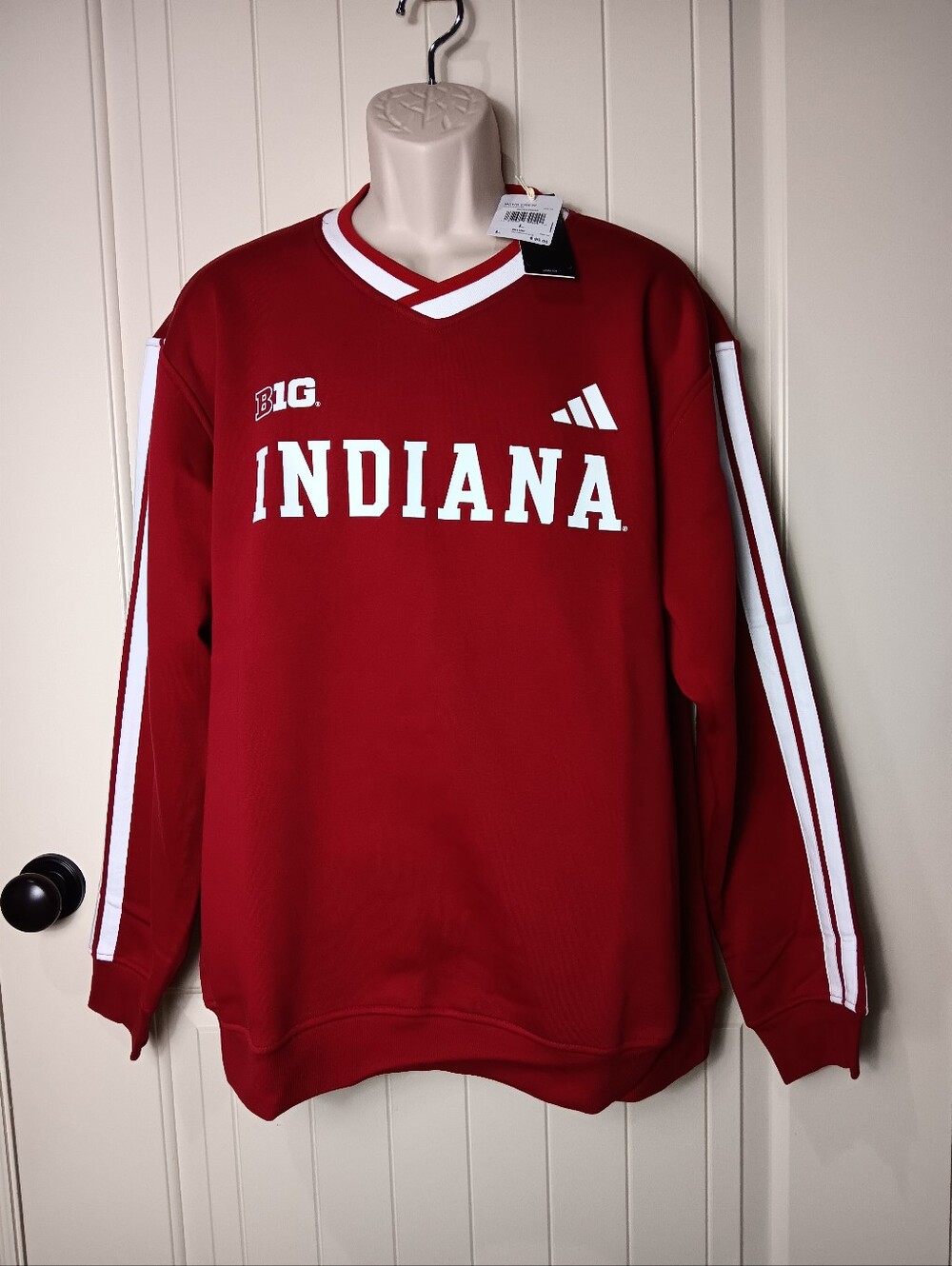 New Adidas Men's Indiana Hoosiers Retro Crew Sweatshirt Loose Big10 Large $90